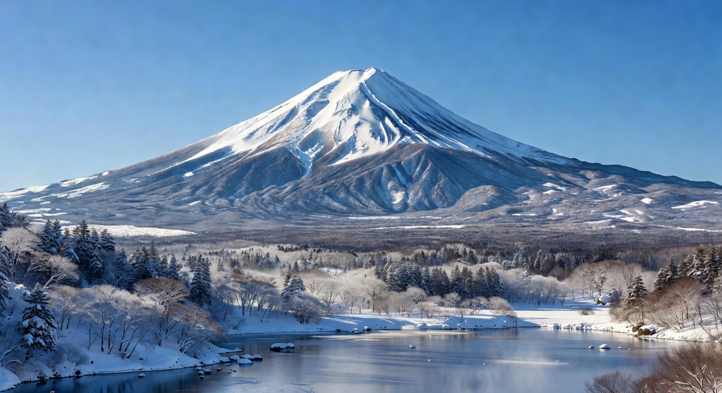 雪の富士山